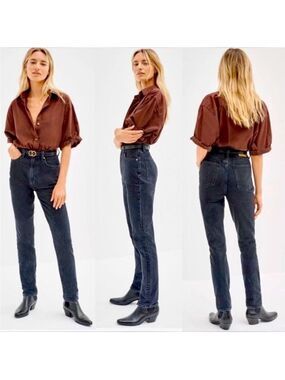 Aritzia Denim Forum The Nina Super High Cigarette Black 30L Jeans, size 28